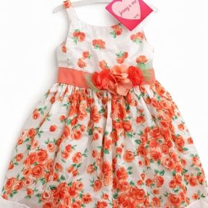 Jenny & Me Orange Floral Girls' Formal Dress